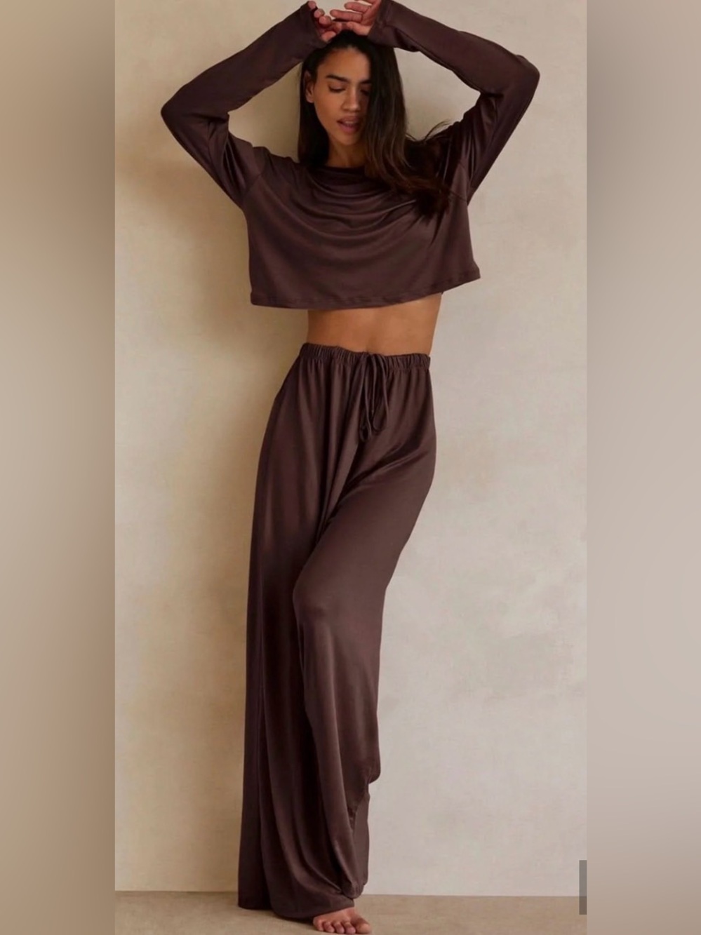 BUMPSUIT Brown Wide-Leg Skirt-Style Lounge Pants L